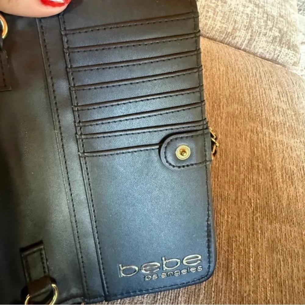 Bebe Black Quilted Crossbody with Gold Accent - Picture 6 of 7
